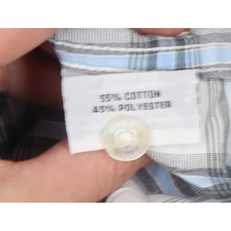 Bullberry Men White Blue Plaid M Short Sleeve Button-Down Shirt