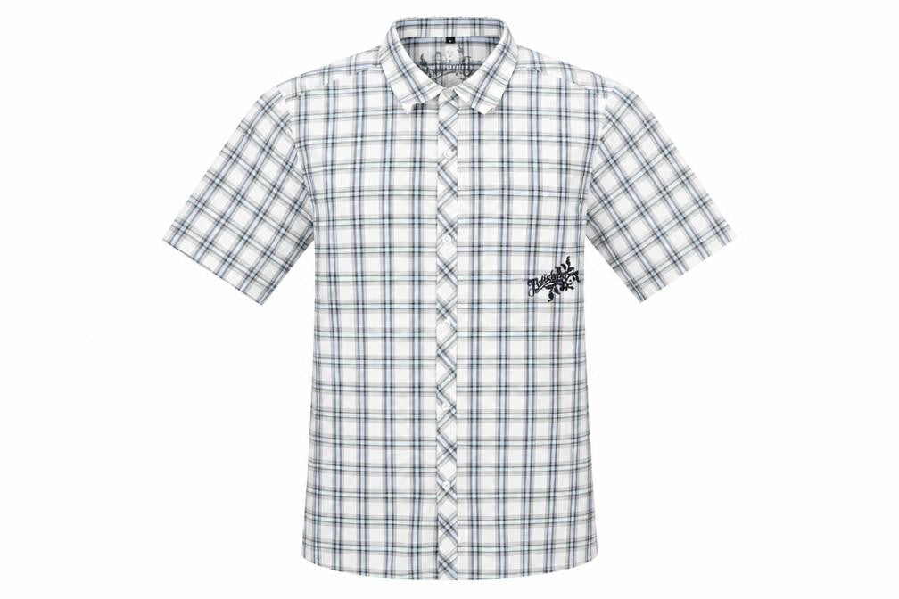Bullberry Men White Blue Plaid M Short Sleeve Button-Down Shirt