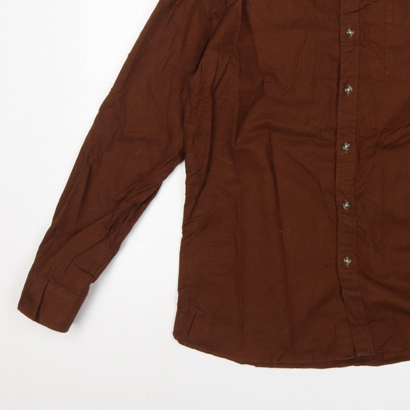 Marks & Spencer Men Brown L Regular Fit Cotton Button-Down Shirt