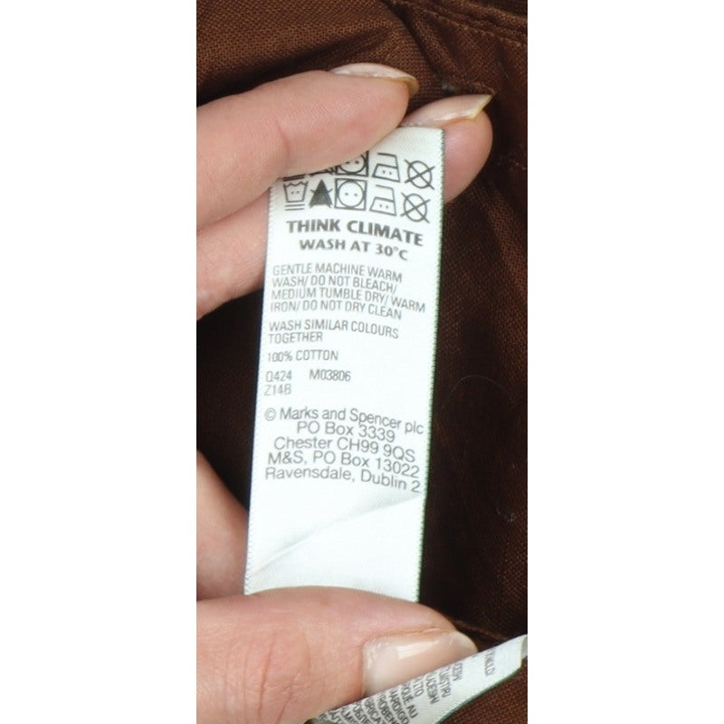 Marks & Spencer Men Brown L Regular Fit Cotton Button-Down Shirt