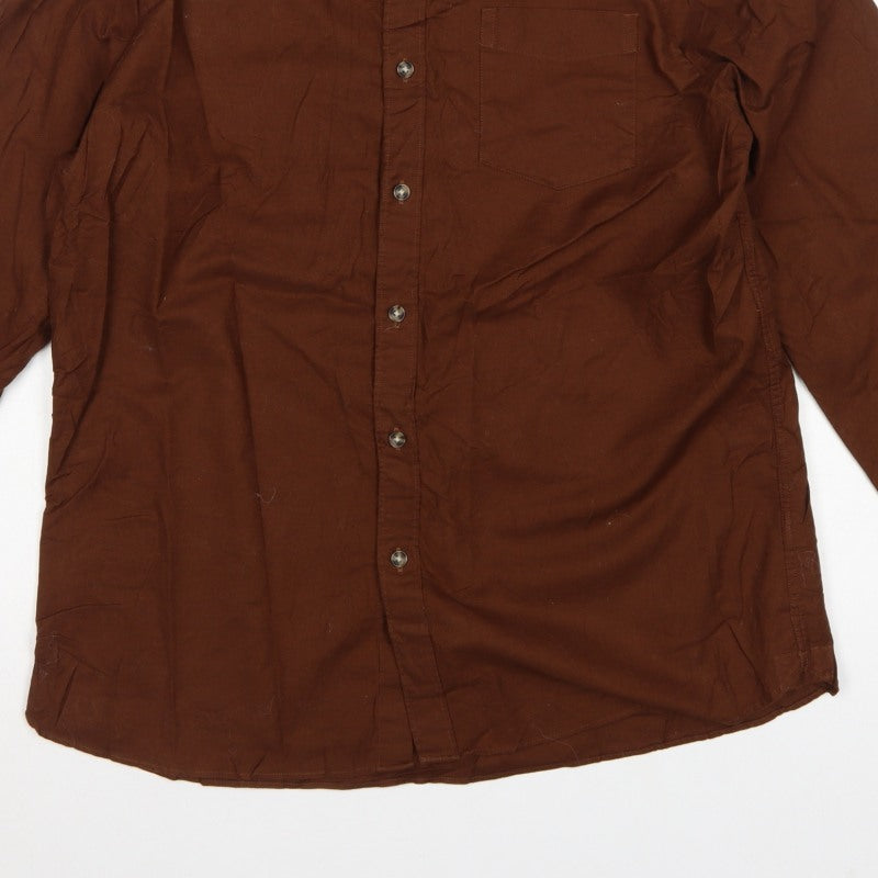 Marks & Spencer Men Brown L Regular Fit Cotton Button-Down Shirt