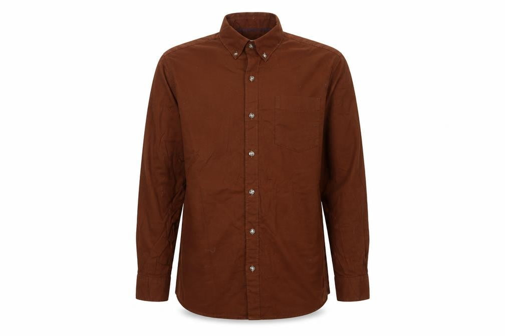 Marks & Spencer Men Brown L Regular Fit Cotton Button-Down Shirt