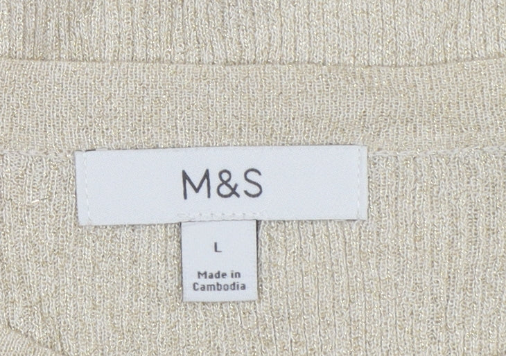 Marks & Spencer Women’s Gold L Puff Sleeve Knit Pullover Jumper