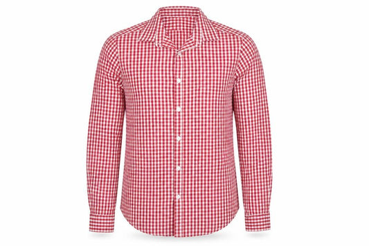 ASOS Men Red White S Gingham Check Long Sleeve Button-Up Shirt