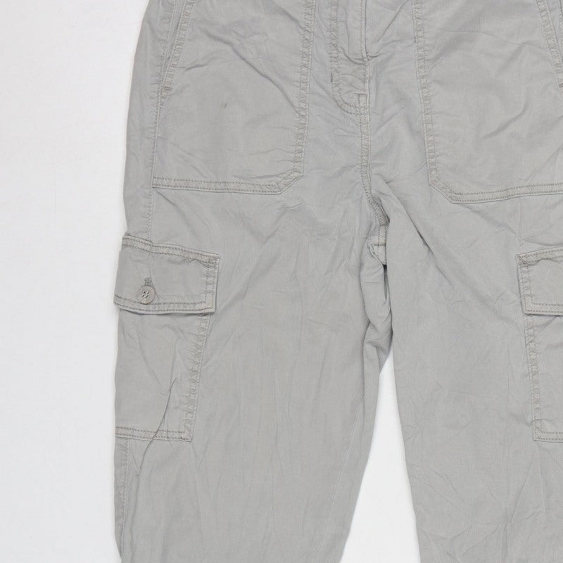M&S Women Light Grey UK 8 Regular Cargo Trousers Elasticated Cuffs