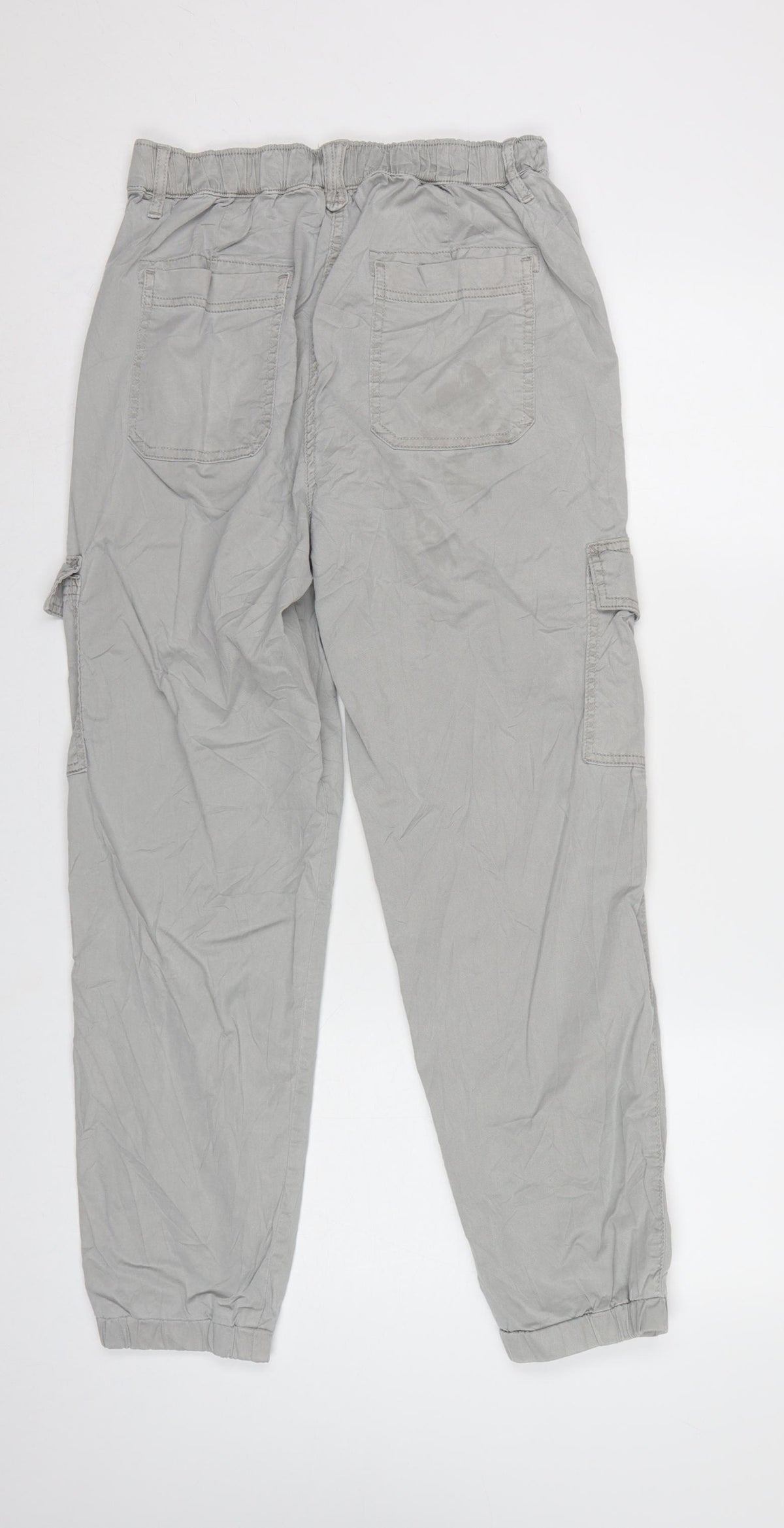 M&S Women Light Grey UK 8 Regular Cargo Trousers Elasticated Cuffs