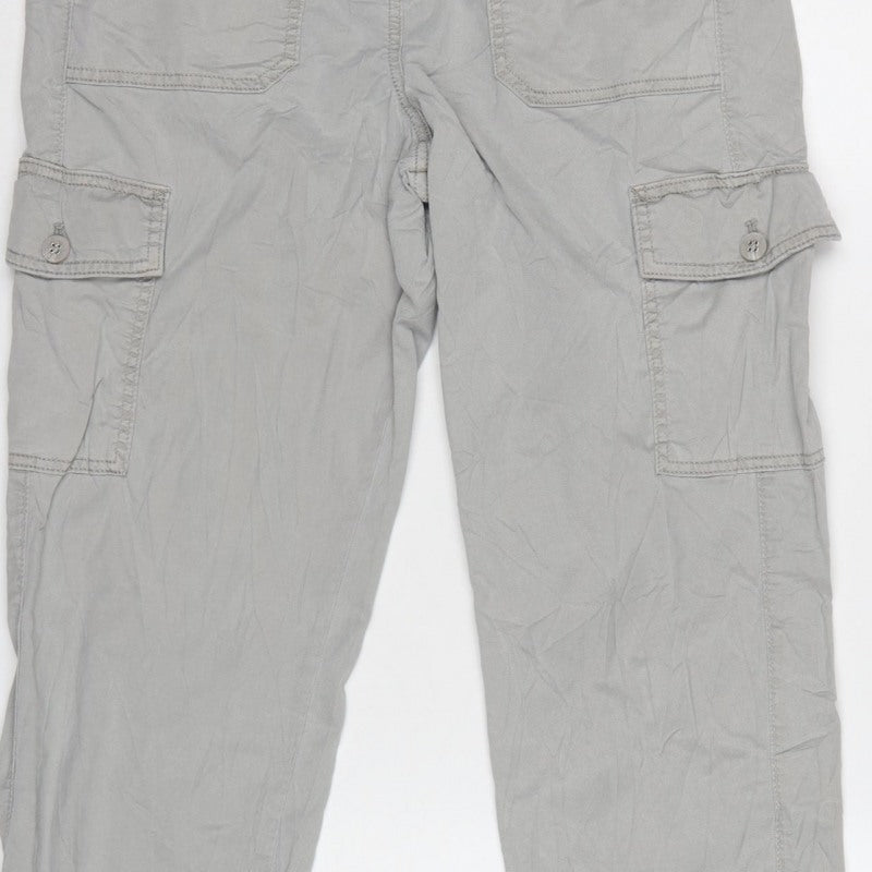 M&S Women Light Grey UK 8 Regular Cargo Trousers Elasticated Cuffs