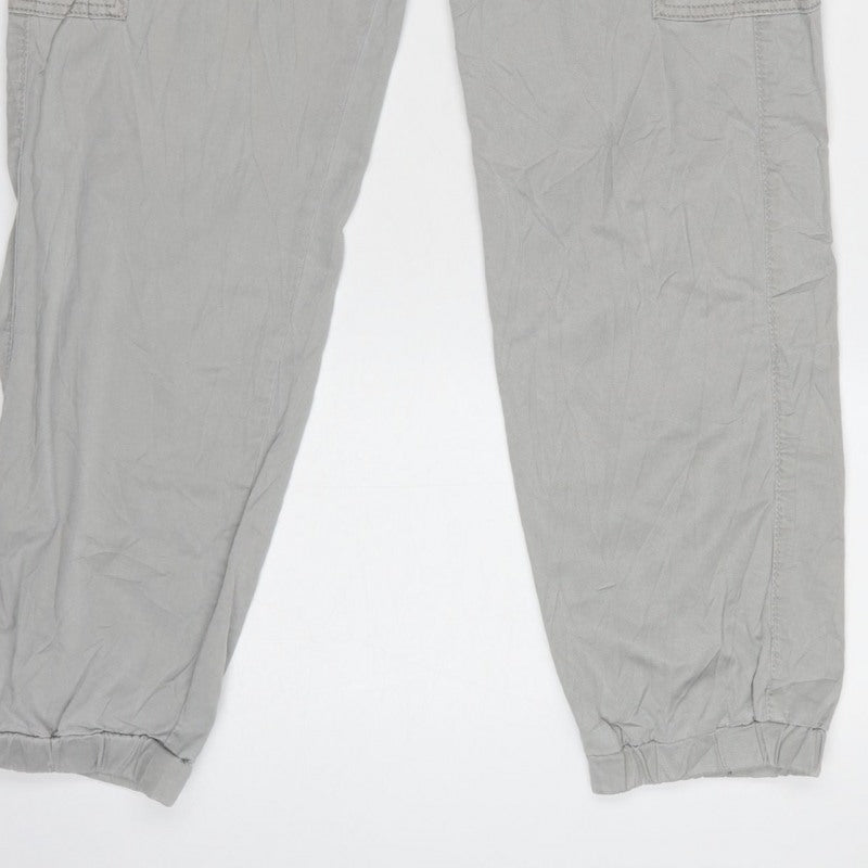 M&S Women Light Grey UK 8 Regular Cargo Trousers Elasticated Cuffs