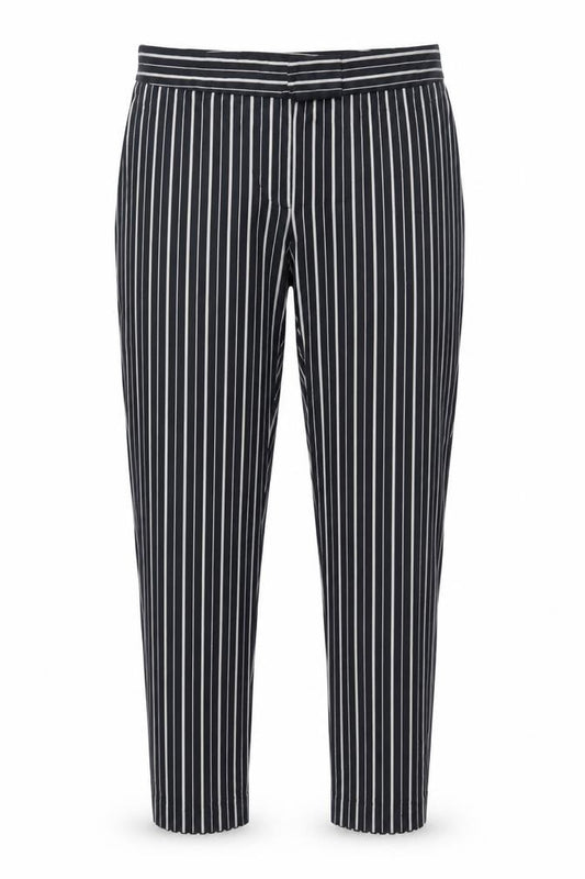 Marks and Spencer Women Black Stripe Tapered Trousers UK 10