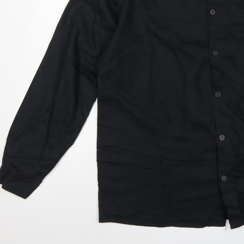 Calvin Klein Men’s Black M Long Sleeve Button-Up Shirt Point Collar