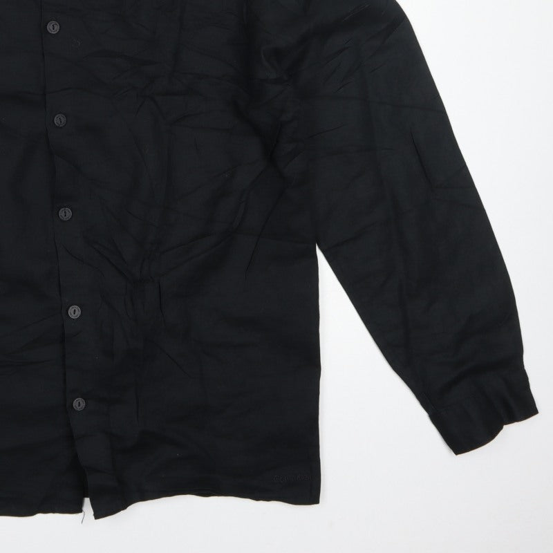 Calvin Klein Men’s Black M Long Sleeve Button-Up Shirt Point Collar
