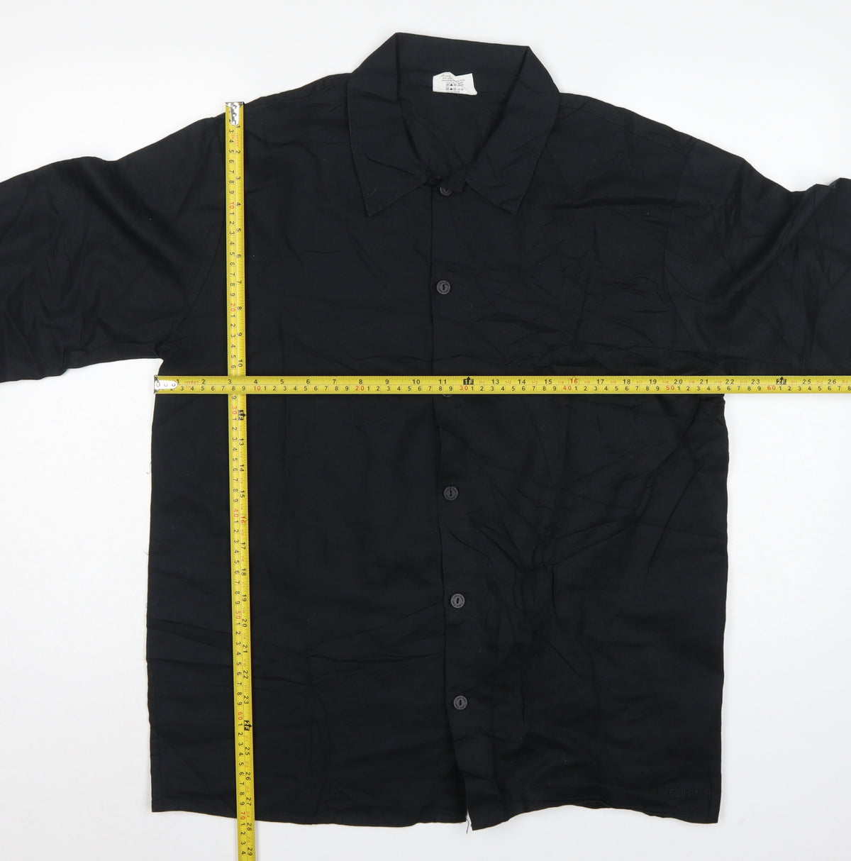 Calvin Klein Men’s Black M Long Sleeve Button-Up Shirt Point Collar