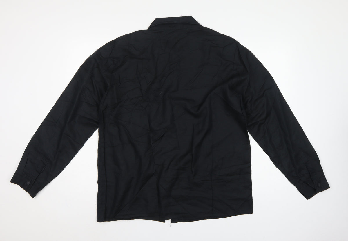 Calvin Klein Men’s Black M Long Sleeve Button-Up Shirt Point Collar