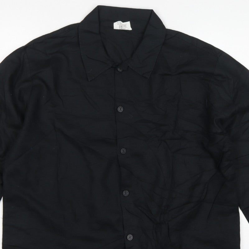Calvin Klein Men’s Black M Long Sleeve Button-Up Shirt Point Collar