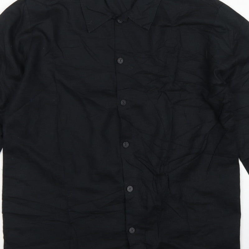 Calvin Klein Men’s Black M Long Sleeve Button-Up Shirt Point Collar