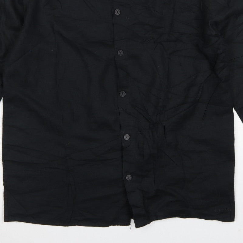 Calvin Klein Men’s Black M Long Sleeve Button-Up Shirt Point Collar