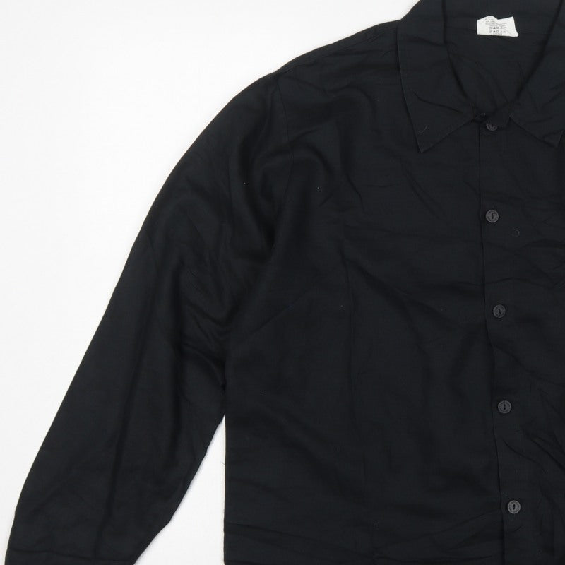 Calvin Klein Men’s Black M Long Sleeve Button-Up Shirt Point Collar