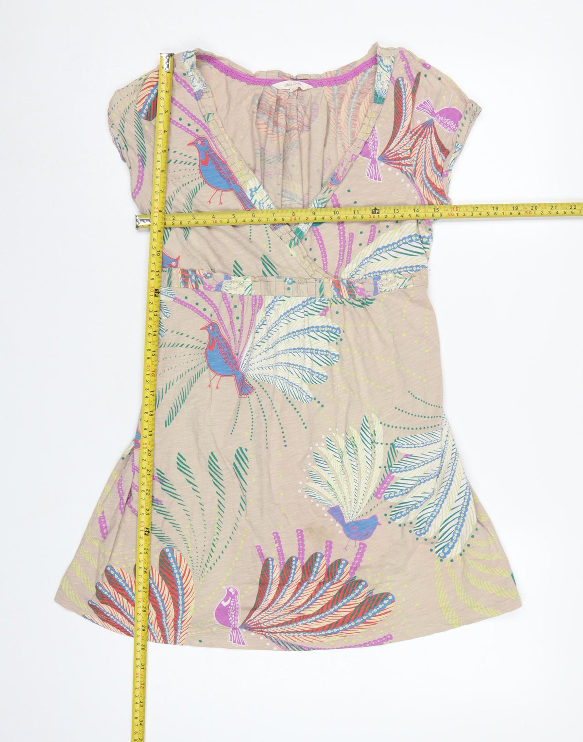 White Stuff Women's Multicoloured Bird Print Wrap Dress UK 12