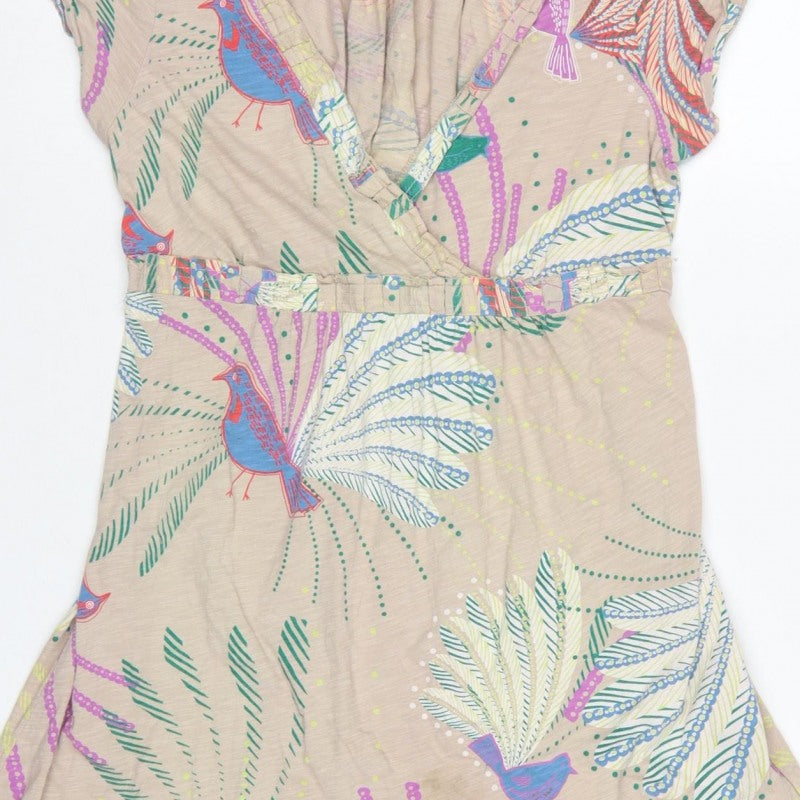 White Stuff Women's Multicoloured Bird Print Wrap Dress UK 12
