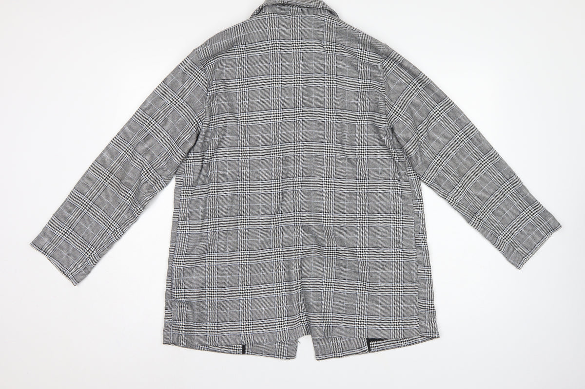 Monki Women Grey Check Blazer UK 14 M Single-Breasted Tailored