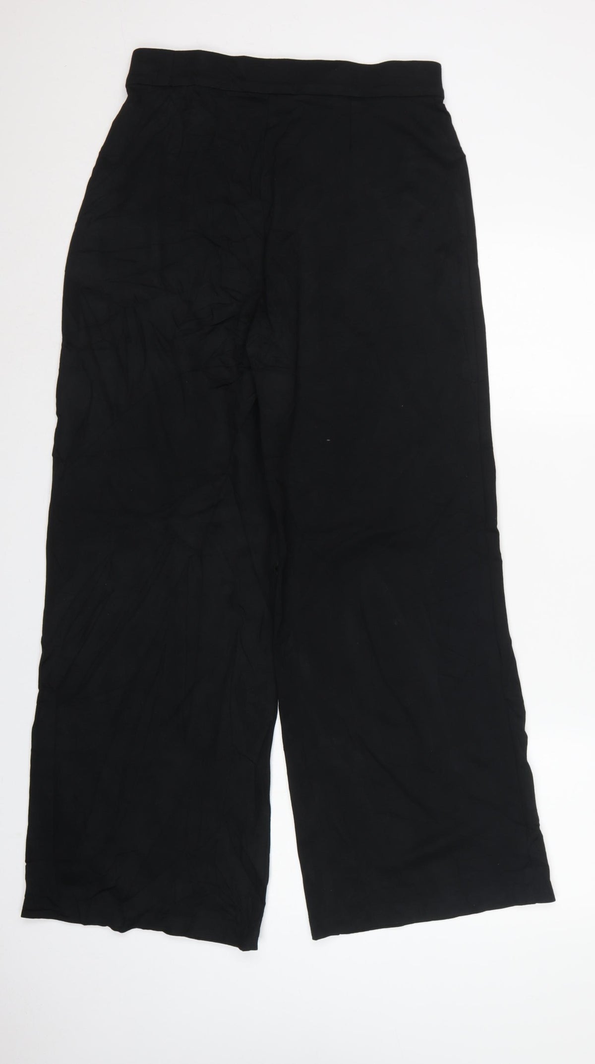 Marks & Spencer Women Black UK 12 Long Wide-Leg Pull-On Trousers