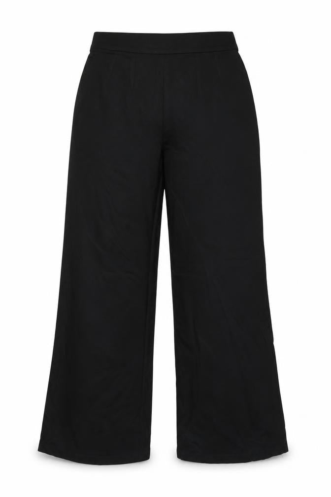Marks & Spencer Women Black UK 12 Long Wide-Leg Pull-On Trousers