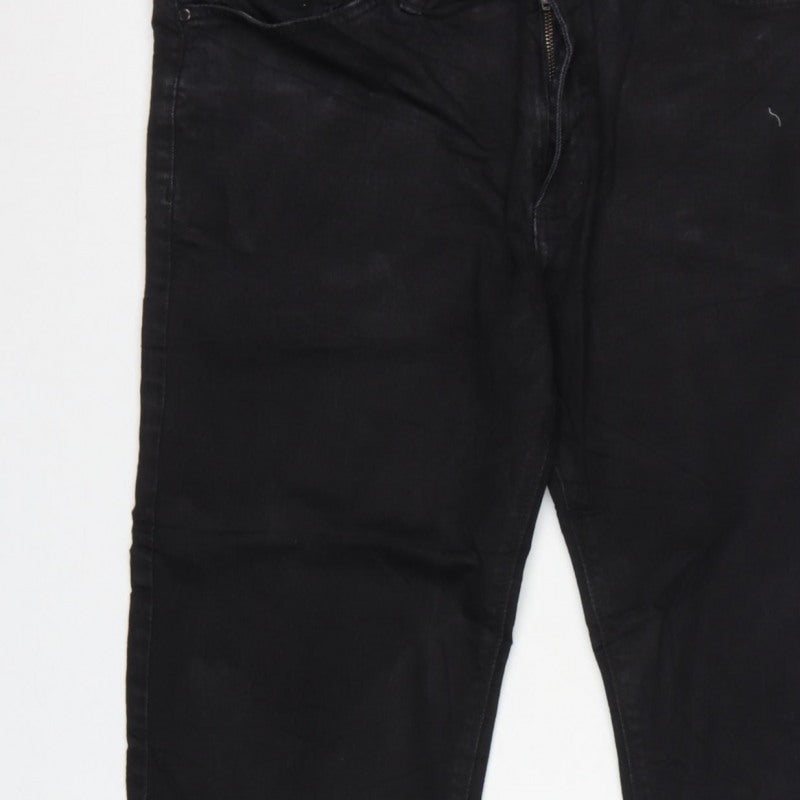 Marks and Spencer Men Black 36 Straight Fit Stretch Jeans W36 L29
