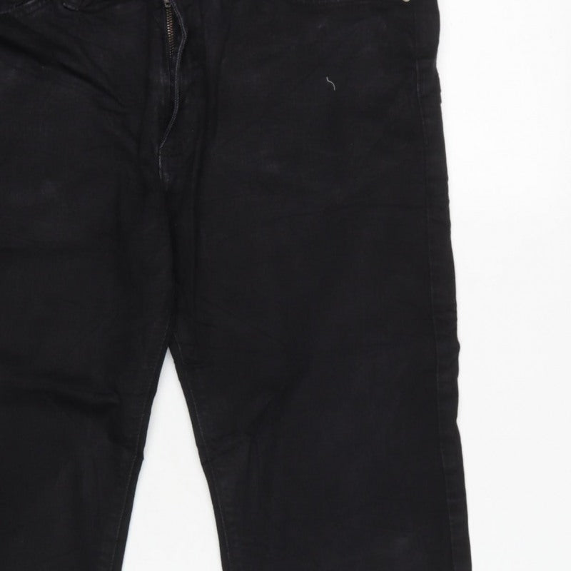 Marks and Spencer Men Black 36 Straight Fit Stretch Jeans W36 L29
