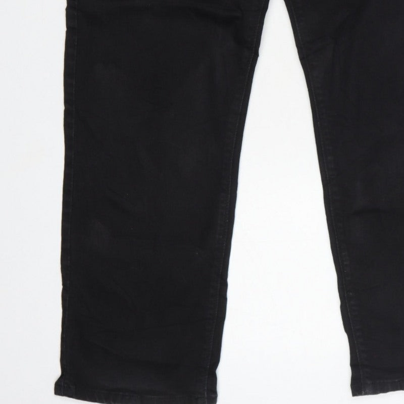 Marks and Spencer Men Black 36 Straight Fit Stretch Jeans W36 L29