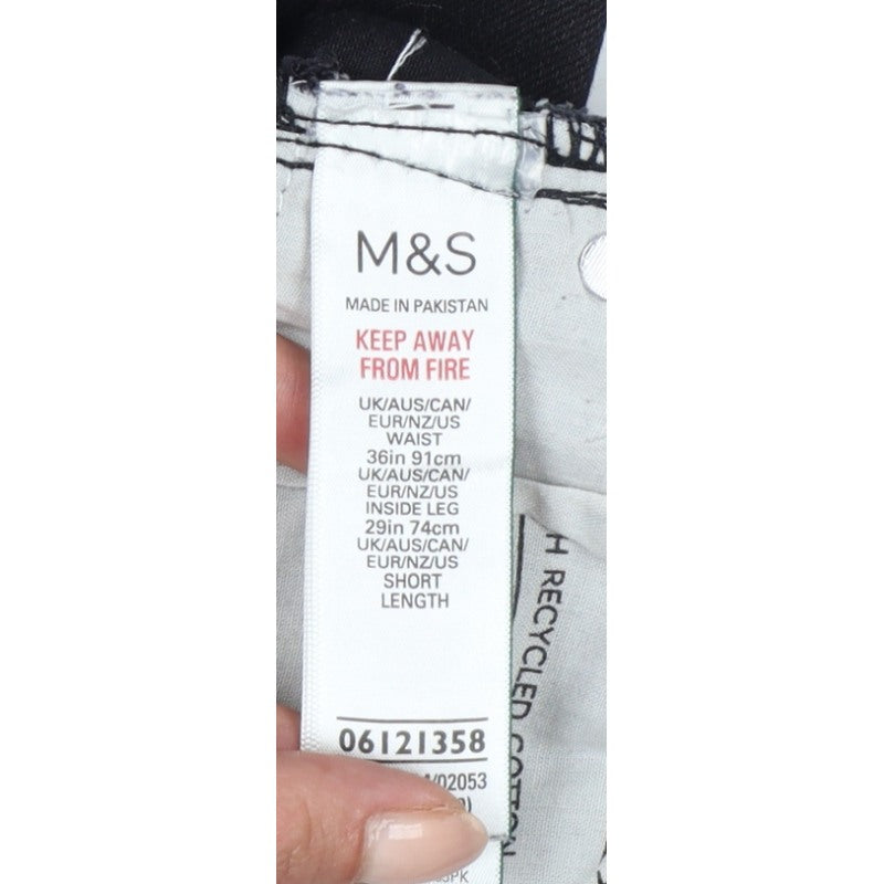 Marks and Spencer Men Black 36 Straight Fit Stretch Jeans W36 L29