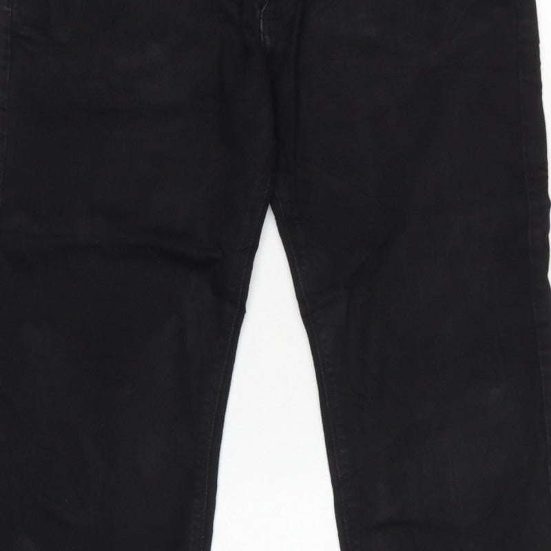 Marks and Spencer Men Black 36 Straight Fit Stretch Jeans W36 L29