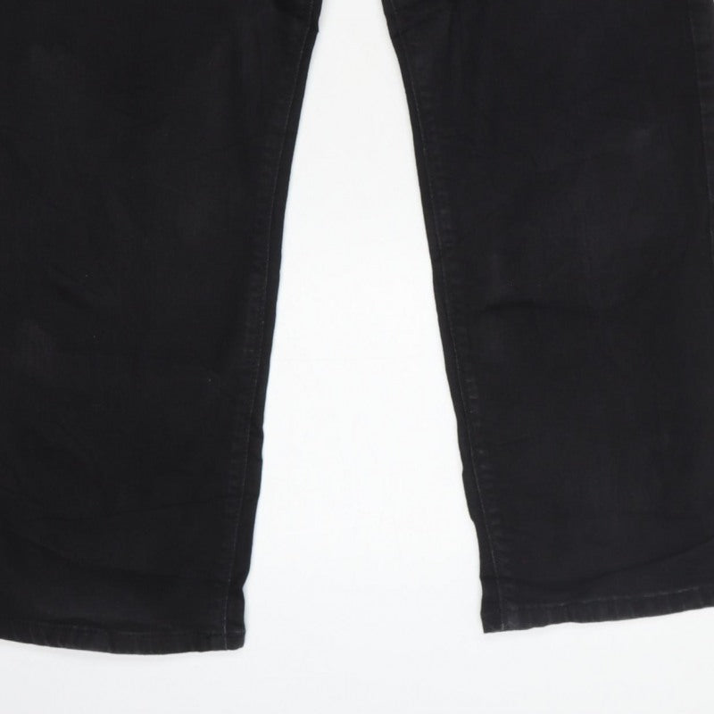 Marks and Spencer Men Black 36 Straight Fit Stretch Jeans W36 L29