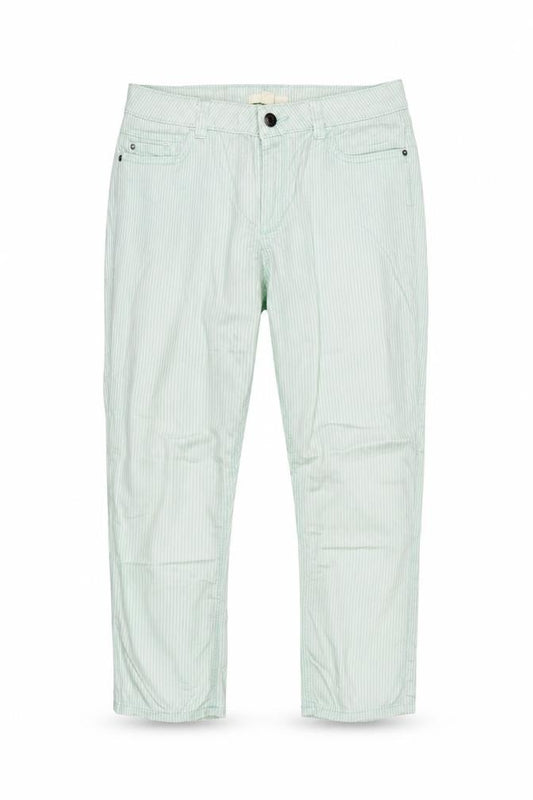 Esprit Women Green Striped UK 10 Cropped Tapered Trousers