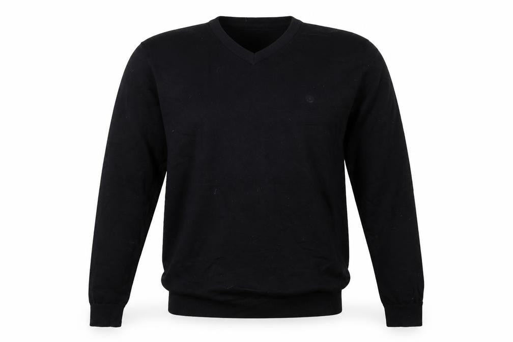 Jack & Jones Men Black M Merino Wool V-Neck Pullover Jumper Logo