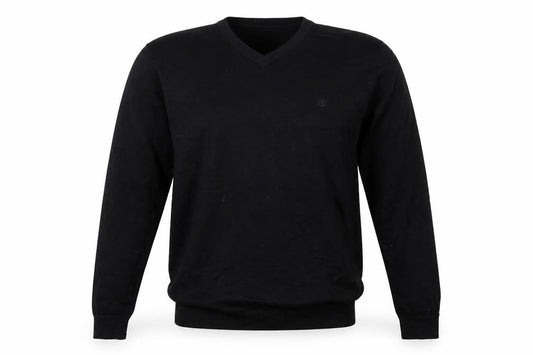 Jack & Jones Men Black M Merino Wool V-Neck Pullover Jumper Logo