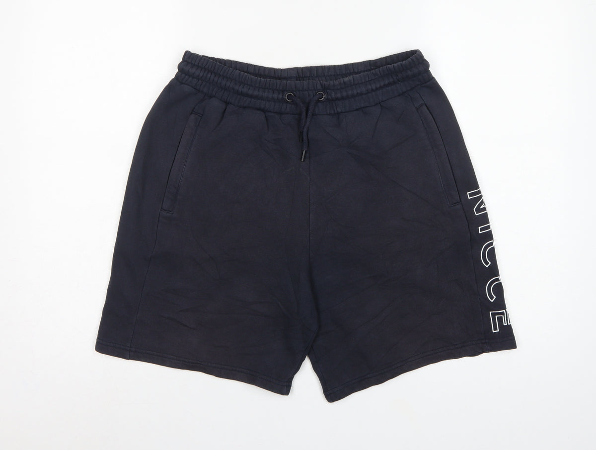NICCE Men’s Blue M Sweat Shorts Drawstring Logo Pockets