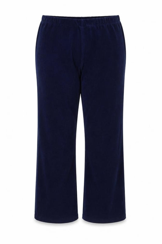 C Collection Women Blue Size 18 Velvet Stretch Straight Trousers