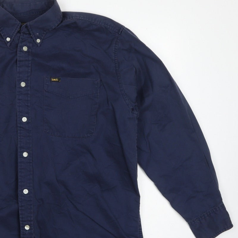 Lee Men’s Navy Blue L Long Sleeve Button-Down Cotton Shirt