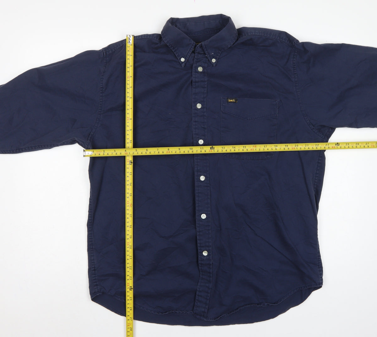 Lee Men’s Navy Blue L Long Sleeve Button-Down Cotton Shirt