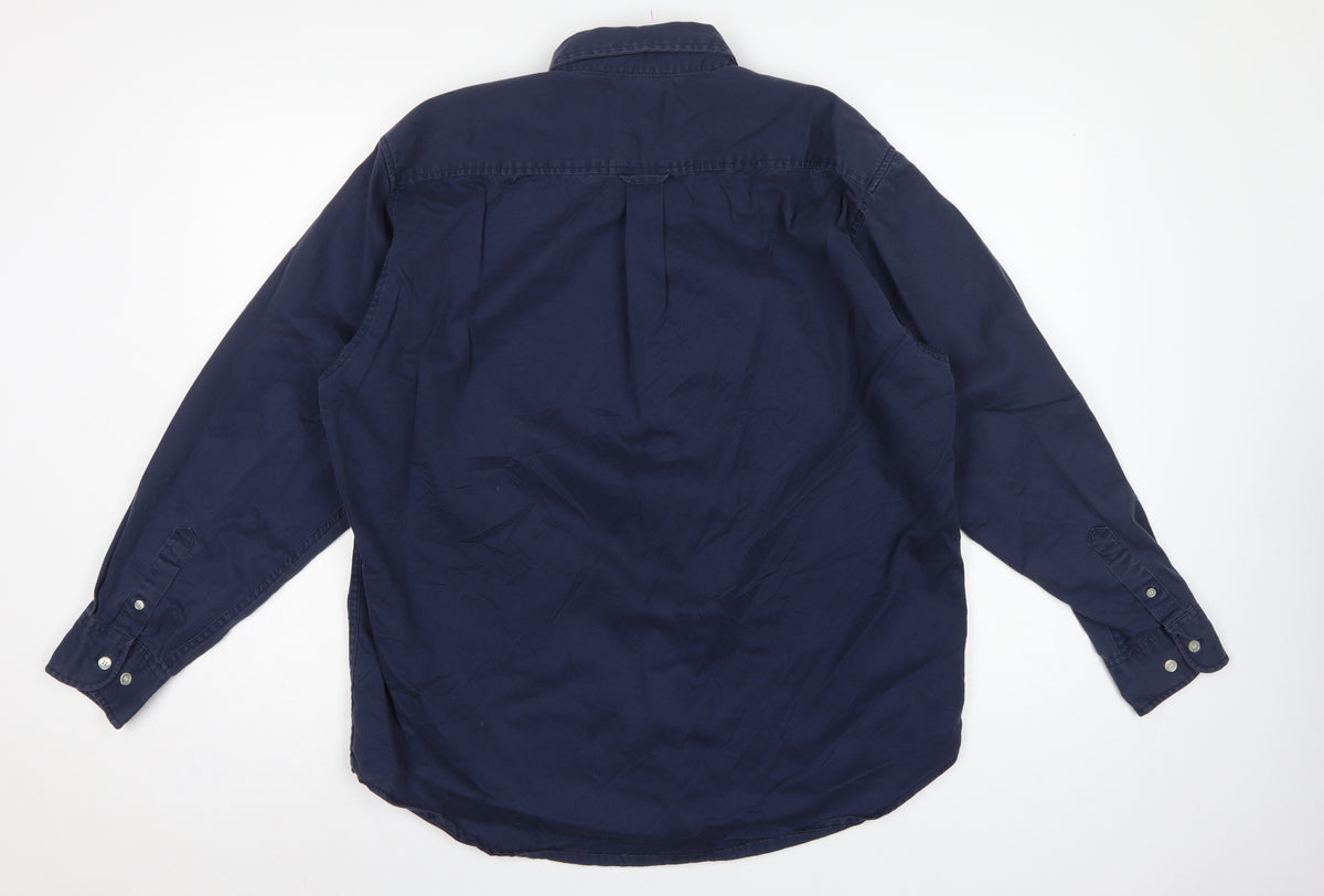 Lee Men’s Navy Blue L Long Sleeve Button-Down Cotton Shirt