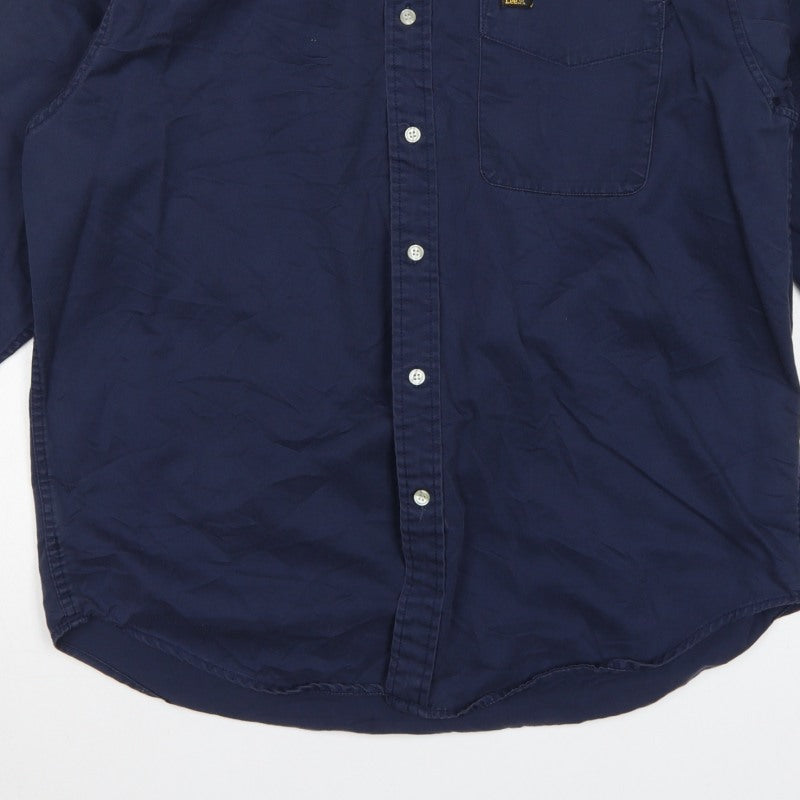 Lee Men’s Navy Blue L Long Sleeve Button-Down Cotton Shirt