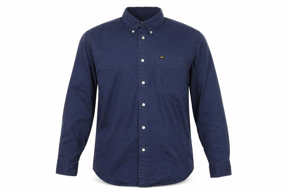 Lee Men’s Navy Blue L Long Sleeve Button-Down Cotton Shirt