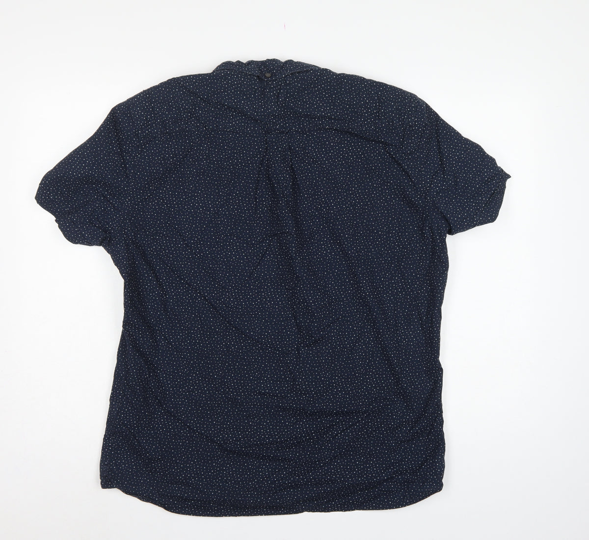 Next Men’s Blue Polka Dot Cotton Button-Down Short Sleeve Shirt L