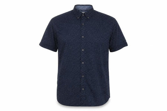 Next Men’s Blue Polka Dot Cotton Button-Down Short Sleeve Shirt L