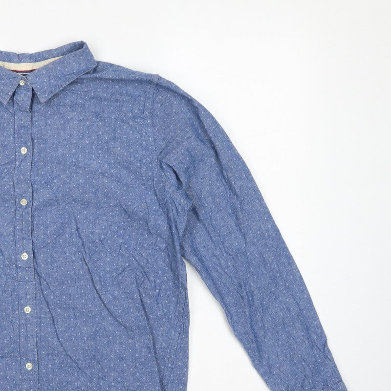 Springfield Women Blue Polka Dot Chambray Button-Up Shirt UK 14
