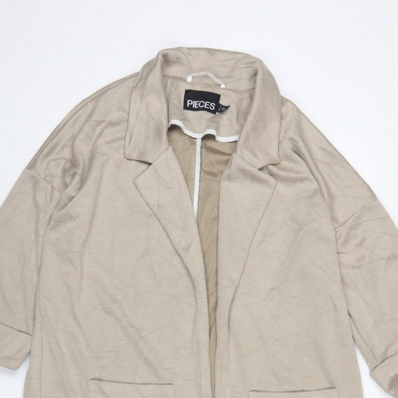 PIECES Women’s Beige UK 14 Long Oversized Open Overcoat