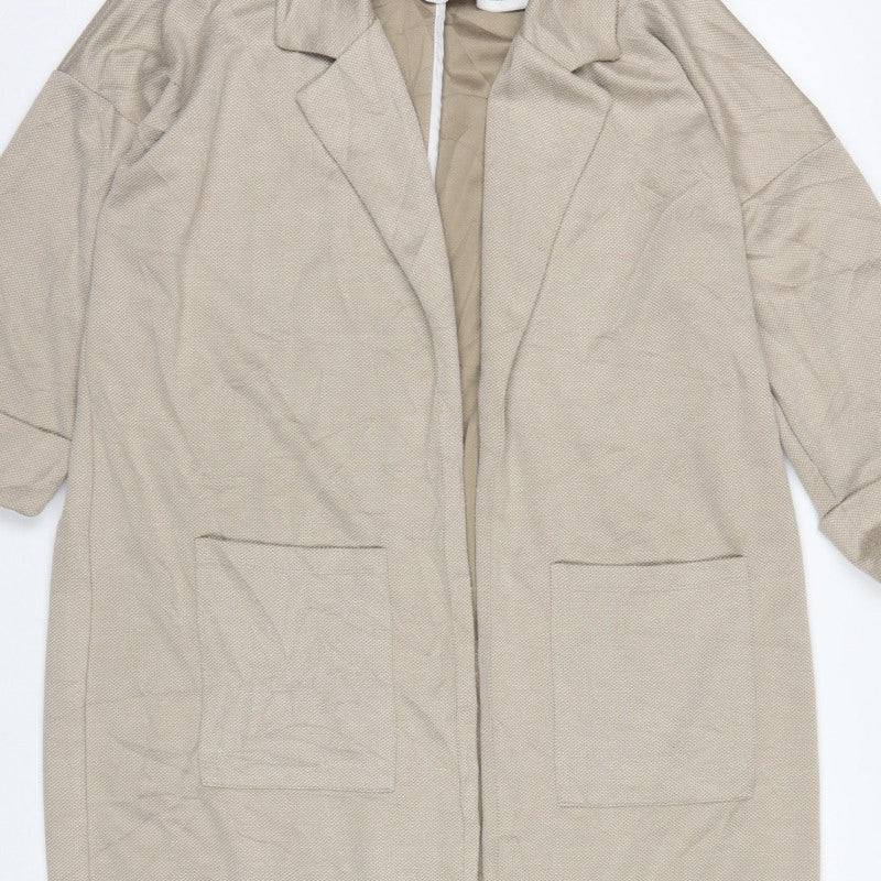 PIECES Women’s Beige UK 14 Long Oversized Open Overcoat