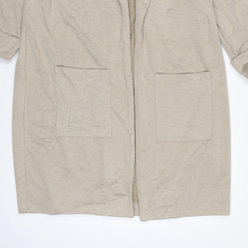 PIECES Women’s Beige UK 14 Long Oversized Open Overcoat