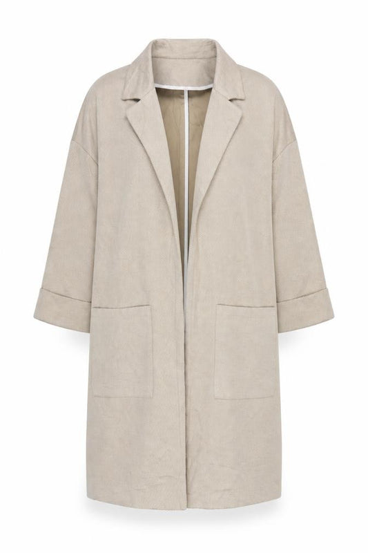 PIECES Women’s Beige UK 14 Long Oversized Open Overcoat