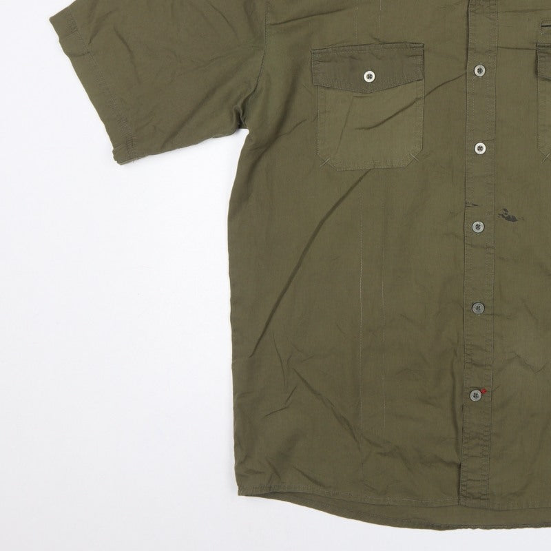 Dickies Men’s Green L Workwear Short Sleeve Button-Up Shirt Pockets